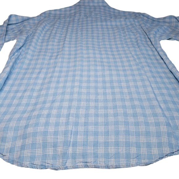 2 Henry Cottons Men's Linen Plaid Dress Shirts Sz Small Tall Blue Orange Easter - Picture 6 of 16